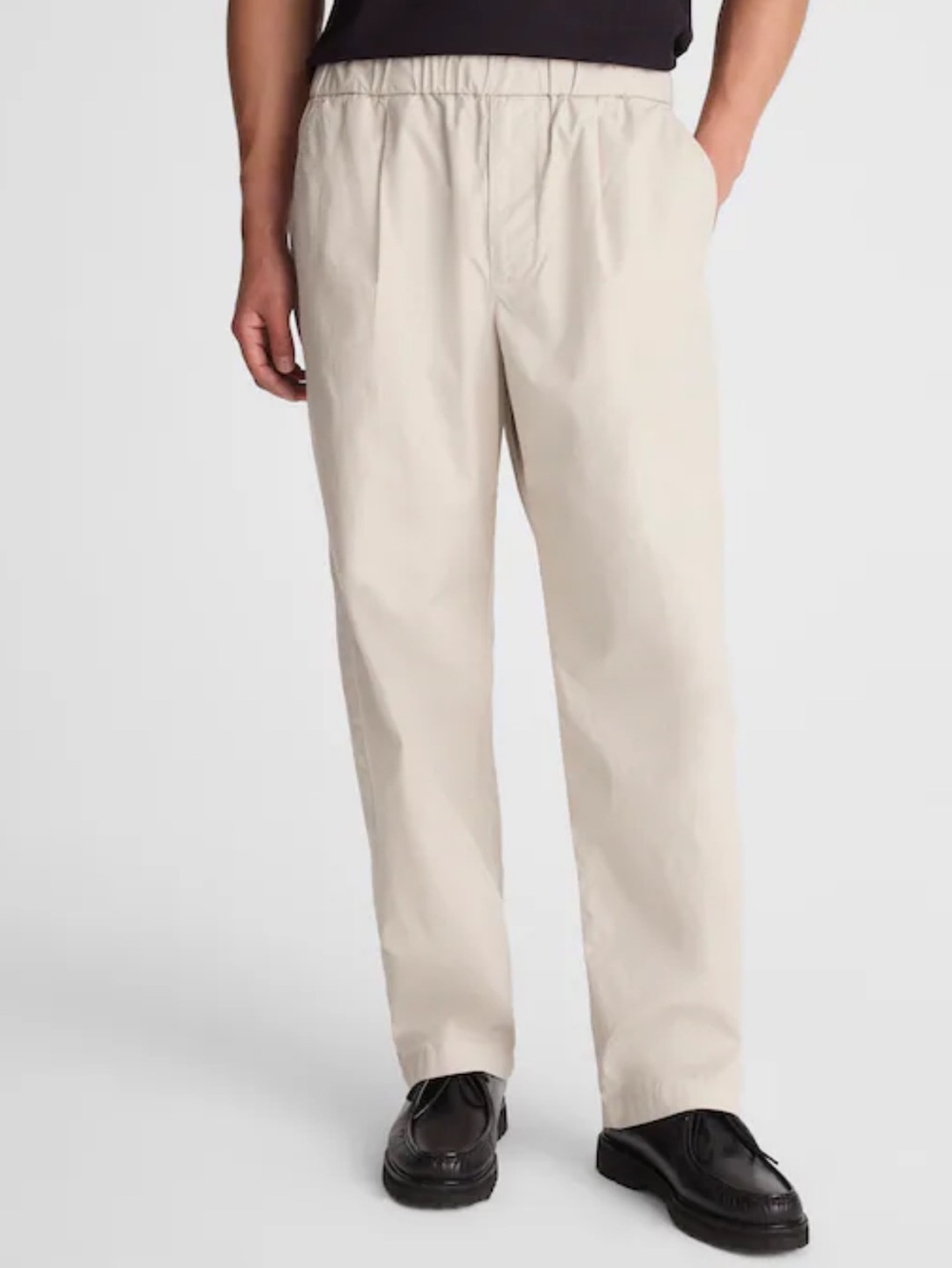 NEW MADEWELL Men's Pleated Poplin Pull-On Pant Form Gray Minimalist Size Small